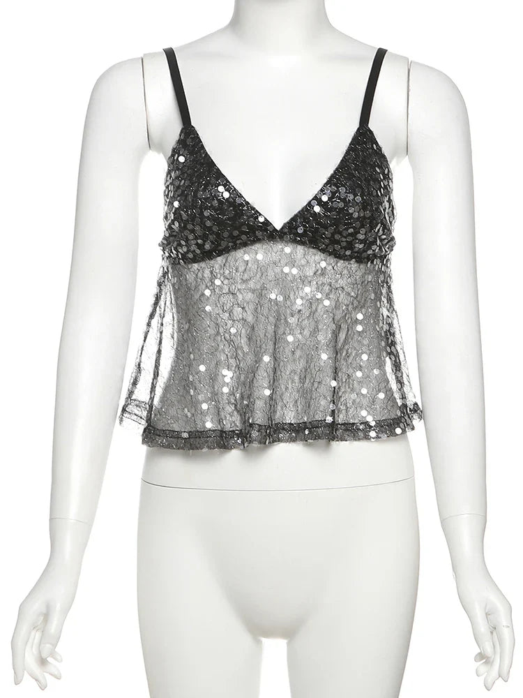 Top de Malla con Lentejuelas
