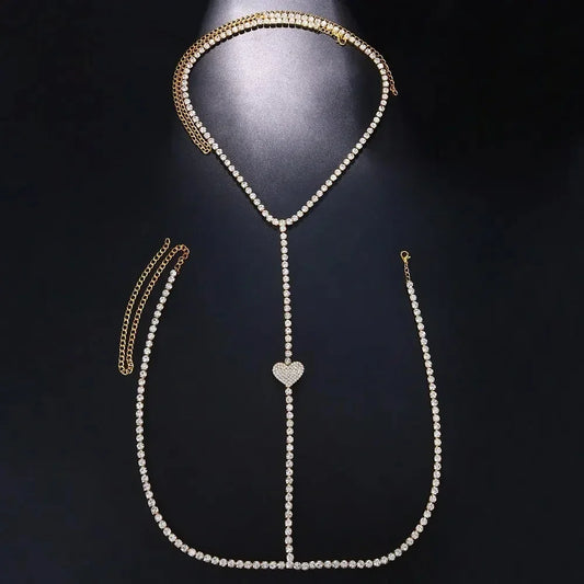 Collar Pectoral Corazón con Pedrería